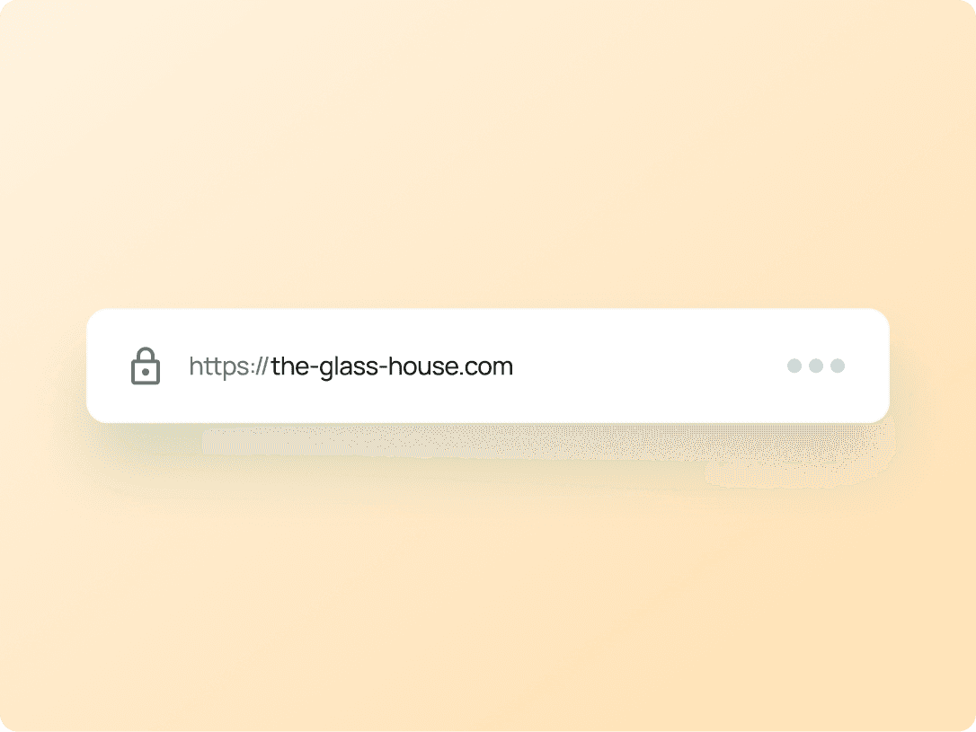 Browser address bar showing a custom domain with SSL lock icon